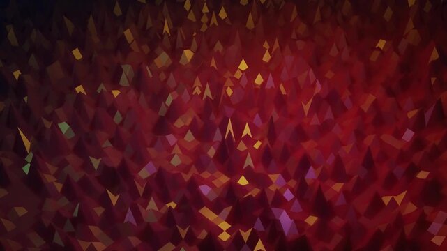 Red orange colors. Stylish creative abstract low poly background in 4k. Abstract waves move on glossy surface in loop. Smooth soft seamless animation. Simple minimalistic geometric bg.