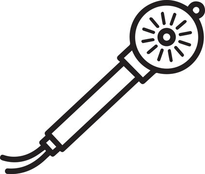 High-Resolution Medical Vector Icon: Intravascular Ultrasound Catheter with Imaging Tip for Cardiovascular Diagnostics, Medical Education, Clinical Training, and Procedural Planning