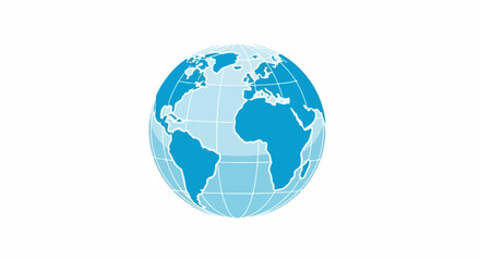 Obraz premium Stylized globe with continents in blue and lighter blue on white background