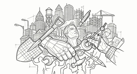 Fototapeta premium Global Workforce Appreciation – Creative May Theme Design