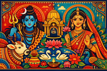 Fototapeta premium Indian women celebrating Vat Savitri Vrat, Vat Purnima (Pournima), Savitri Amavasya, Bargad Pooja, and the Banyan Tree Festival
