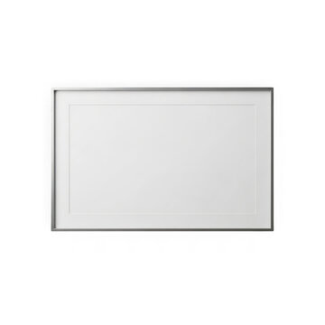 Blank white rectangle with thin grey border isolated on transparent background