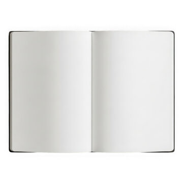 Blank white open book pages isolated on transparent background