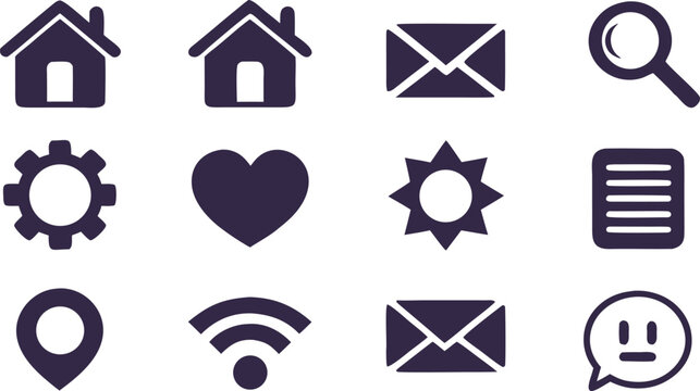 Twelve dark gray interface featuring home, mail, search, gear, heart, sun, location, and wifi