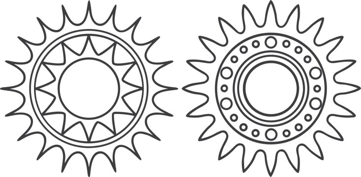 Two circular gear with detailed teeth on a white background