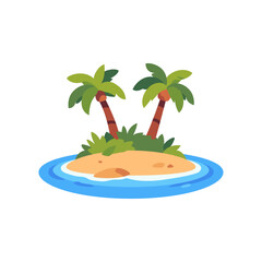 Obraz premium tropical island, beach paradise landscape, colorful illustration