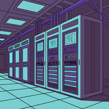Server room interior with racks and equipment data center information technology high tech computers technology infrastructure interior equipment computing hardware electronics processing