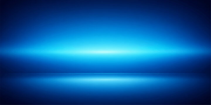 Abstract dark blue gradient studio background with bright spotlight glow, reflective floor, smooth vignette lighting, and futuristic stage design for product display and modern visual presentation.