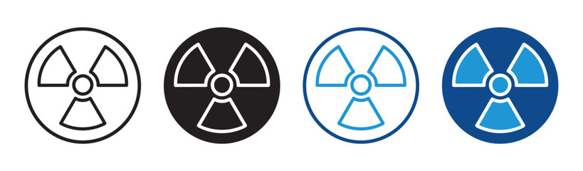 Fototapeta premium Radioactive icon set radiation warning symbols in outline and solid style vector illustration