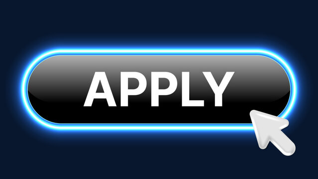 Glowing Apply Button UI &ndash; Neon Click Call to Action with Cursor Arrow Modern Web Interface Vector
