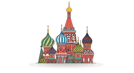 Stylized depiction of ornate, colorful onion domes and towers on a white background © Ahmad