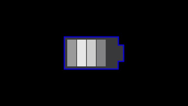 Battery icon showing three-quarters charge level with a blue outline