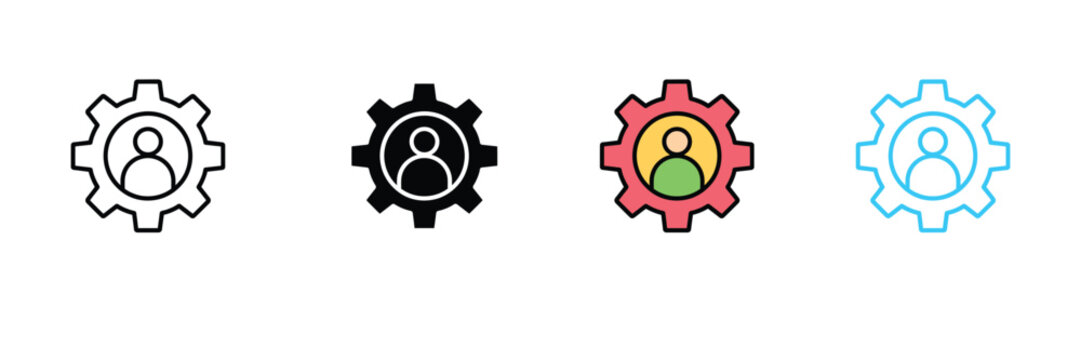User Profile Settings Icon with Gear and Person for Account Management, Technical Admin, and Personal Configuration Symbol. Symbol Vector Illustration.