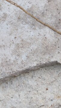Texture superficie di una roccia di montagna chiara con crepe naturali e segni del tempo