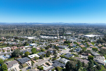 Fototapeta premium Aerial view of La Jolla Hills with big villas, San Diego, South California, USA