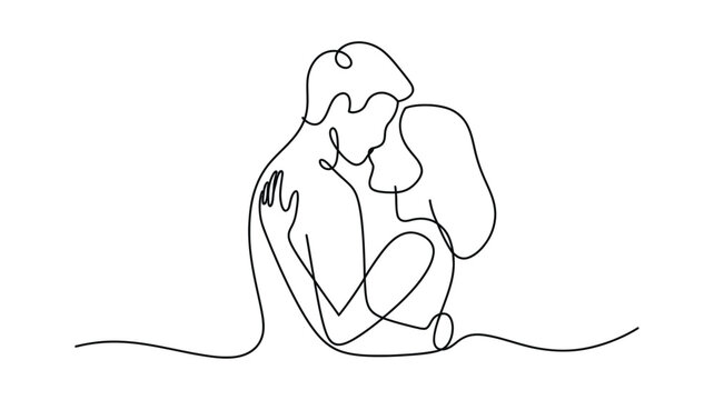 one line continuous drawing of couple, minimalist vector illustration symbolizing unconditional love, acceptance and relationship harmony.