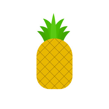 A pineapple icon vector illustration. Tropical fruit isolated on clean white background. Symbol of food, sweet, vitamin, healthy. Pineapple fruit for healthy lifestyle. Flat design element concept.