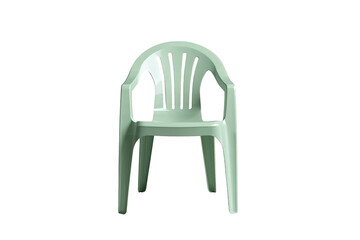 Obraz premium Green plastic garden chair isolated on transparent background ready for outdoor use and summer patio furniture concepts