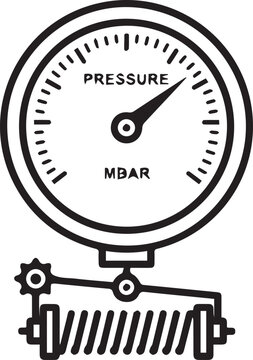 Premium Vector Icon of an Aneroid Barometer with Spring Mechanism for Weather Monitoring, Climate Science, Industrial Automation, Engineering Diagrams, Historical Instruments