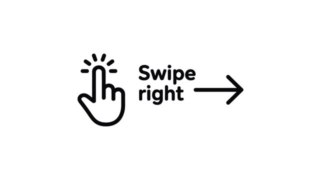 Finger swipe right icon illustrating touch gesture, digital interaction and user interface navigation for mobile, web and app design.