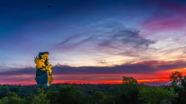 Garuda wisnu kencana gwk statue in bali indonesia aerial view