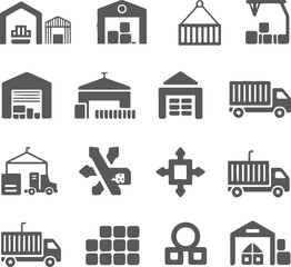 Fototapeta premium logistics icons set warehouse shipping transport cargo and storage