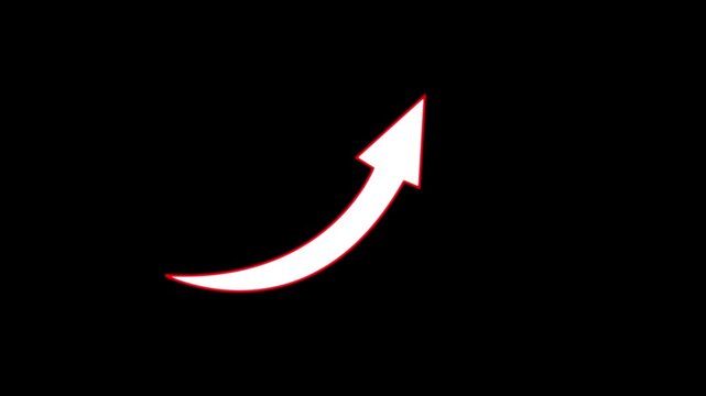 White arrow rising transparent channel. Abstract arrow growth chart of economy icon  animated down to up bounce effect arrow animation direction animation on dark background
