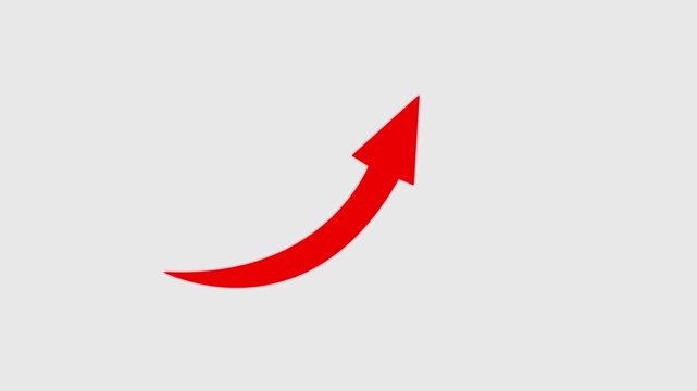 Red arrow rising transparent channel. Abstract arrow growth chart of economy icon  animated down to up bounce effect arrow animation direction animation on white background.