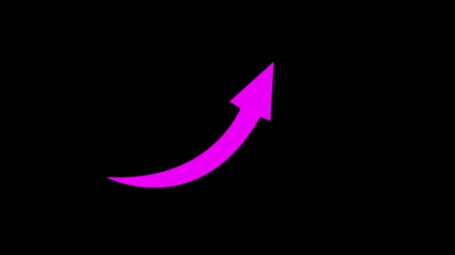 Pink arrow rising transparent channel. Abstract arrow growth chart of economy icon  animated down to up bounce effect arrow animation direction animation on dark background