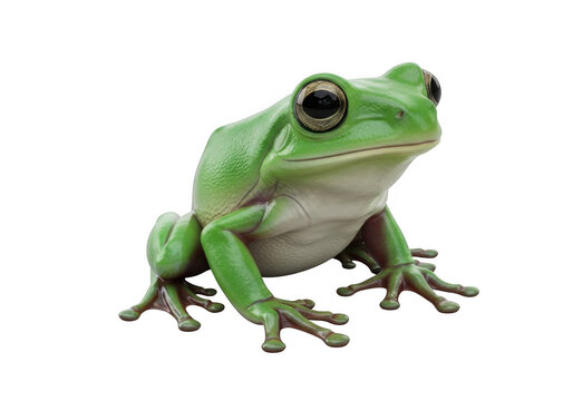 Green tree frog isolated on transparent background for nature and educational design