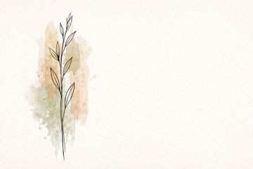 Botanical illustration with watercolor ink leaves on light background © dvoevnore