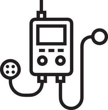 Professional Medical Holter Monitor Recording Device Vector Icon for Healthcare Apps, Medical Documentation, Patient Monitoring Systems, ECG Tracking, Wearable Health Tech, Clinical