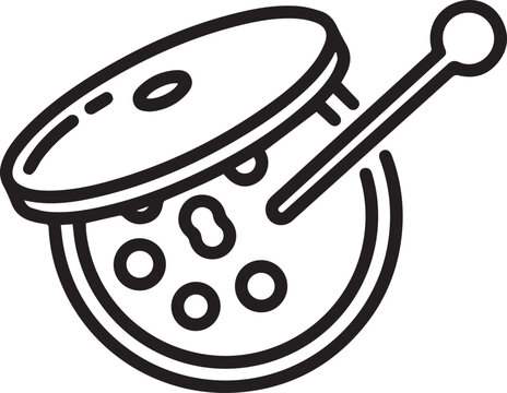 Professional Medical Microbiology Vector Icon Depicting Agar Plate with Bacterial Colonies and Sterile Inoculating Loop for Educational Posters, Lab Manuals, Scientific Presentations
