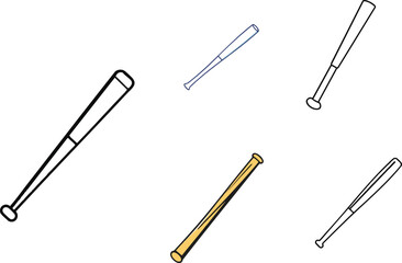 Obraz premium Minimal Vector Icon of Baseball Bat in Outline Style with Vertical Stick Design, Clean Line Art Sports Equipment Symbol on White Background, Modern EPS Illustration for Athletics, Baseball, and Game D