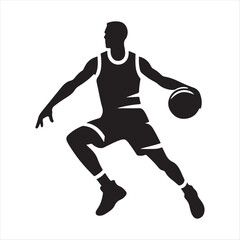 Obraz premium Basketball player abstract silhouette outline logo design concept illustration idea