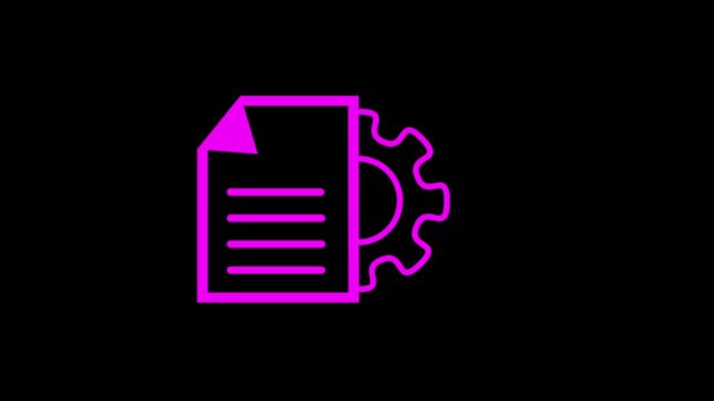 Document and cogwheel. Vector icon animation. The background is entirely transparent.