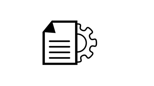 Document and cogwheel. Vector icon animation. The background is entirely transparent.