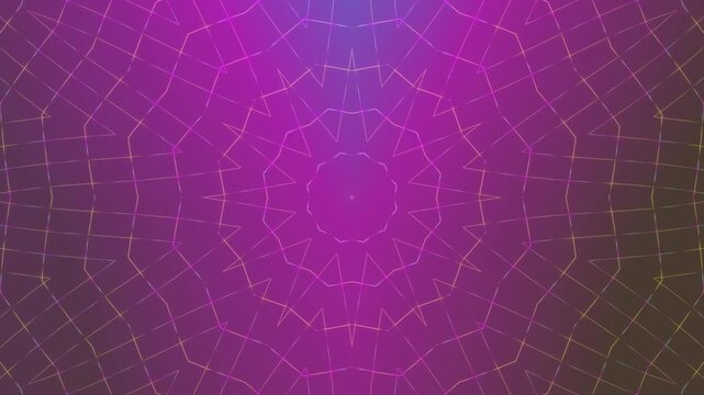 Futuristic neon mandala with purple and pink gradient and geometric line symmetry. Clean digital background perfect for technology, data visualization, and modern design.