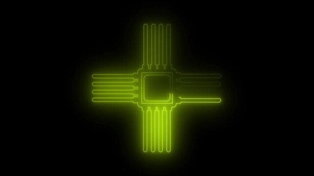 Microchip line icon, computer processor icon, simple logotype CPU icon animation.Microchip line animation.