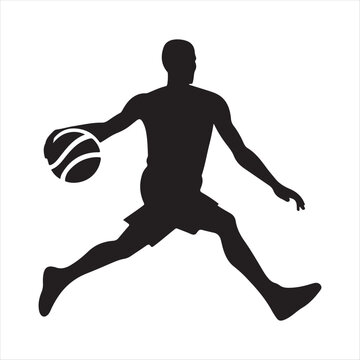 Basketball player abstract silhouette outline logo design concept illustration idea