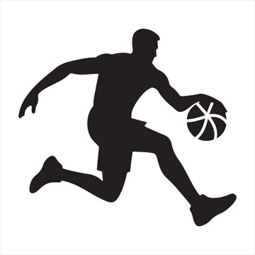 Basketball player abstract silhouette outline logo design concept illustration idea