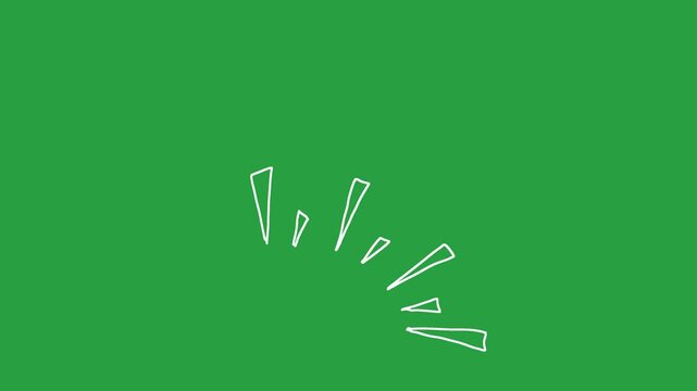 Hand-Drawn Animated Accent Burst video | White Outline Pop Effect hand drawn animation | Minimalist Emphasis Lines on green screen