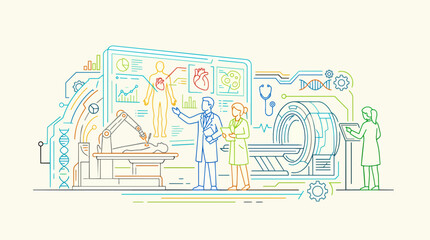 Naklejka premium Medical innovation concept scene in S002-V2 strict algorithmic line logic, same domain comparison round - medical, innovation, concept, scene, s002-v2, strict, algorithmic, line