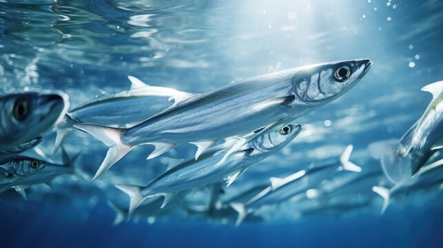 School of fish swimming in clear ocean water