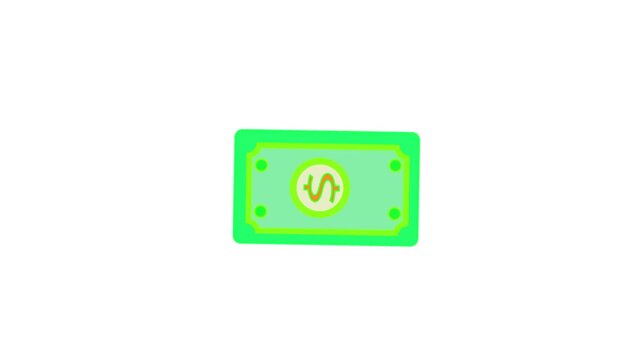 Looped animation of floating dollar bills on clean white background perfect for banking, savings, and finance content. Simple animated dollar bills