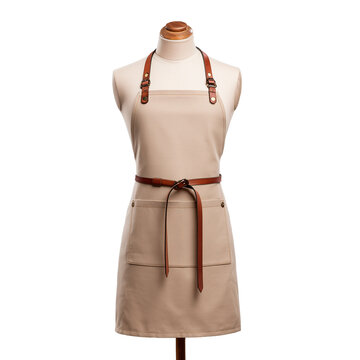 Beige apron on mannequin isolated.