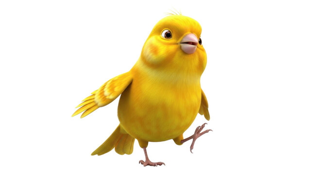 Cute yellow canary bird with fluffy feathers