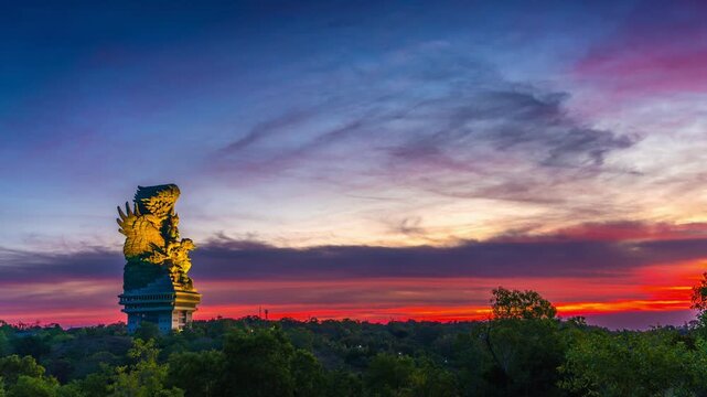Garuda wisnu kencana gwk statue in bali indonesia aerial view