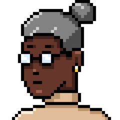 Fototapeta premium Vector Pixel Art Userpic of Old Black Woman