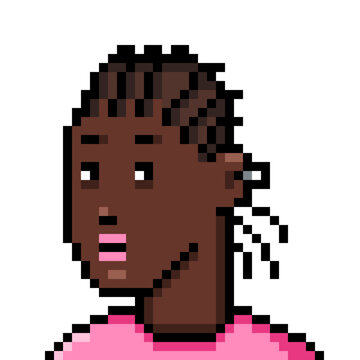 Vector Pixel Art Userpic of Woman with Dreadlocks